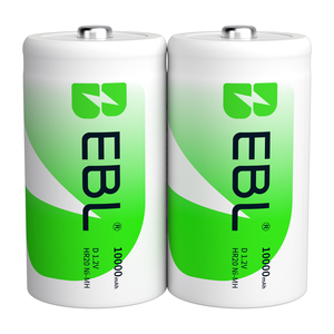 Cylindrical <b>R20</b> EBL 1.2v Rechargeable <b>Batteries</b> D Size Rechargeable 10000mAh <b>Battery</b> Ni-MH <b>Battery</b> Packs - Product Image 1