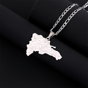 Collane con Ciondolo Mappa della Repubblica Dominicana in Acciaio Inossidabile con Nomi delle Città, Gioielli con Mappe di Paesi in Colore Argento/Oro - Product Image 6