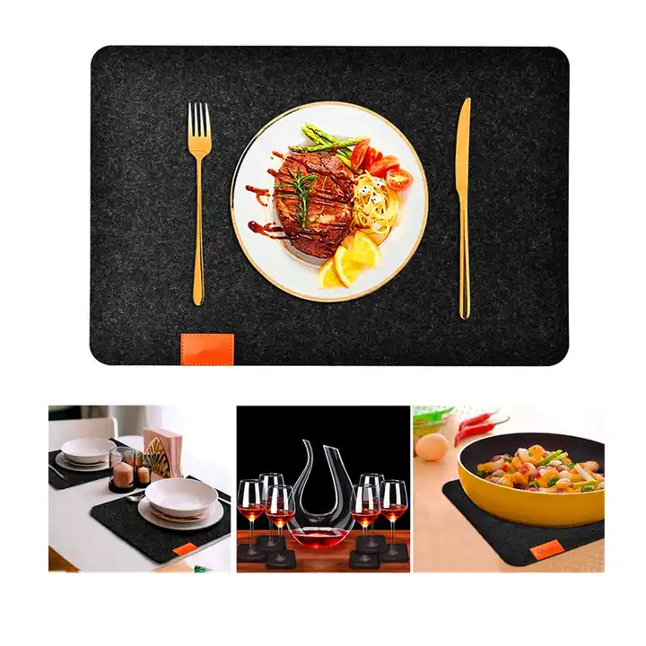 Felt and Leather Design Elegant Placemat Pad Dining Table Mat