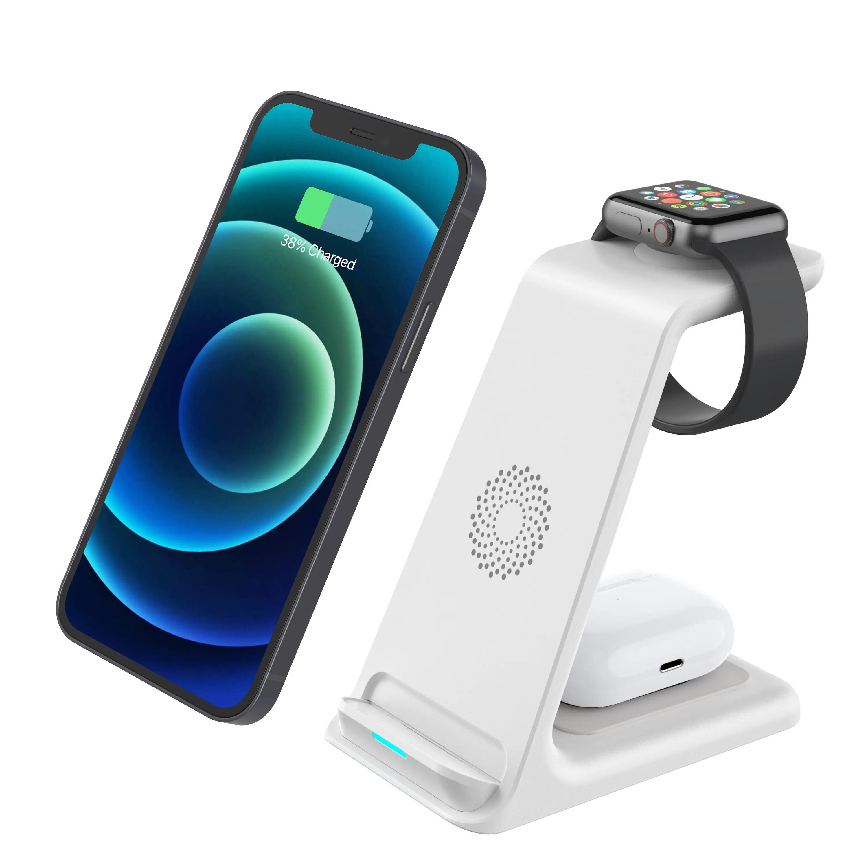 2023 New Upgrade 3 in 1 Mobile Phone Universal Qi 15W Wireless Fast Charger Stand Watch Earphone Wireless Charger for Apple