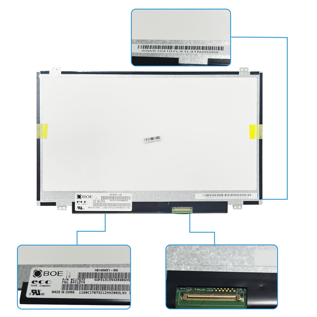 For HB140WX1-300 14 Inch Laptop Screen  for E5440 14'' 40Pin LCD Display Screen