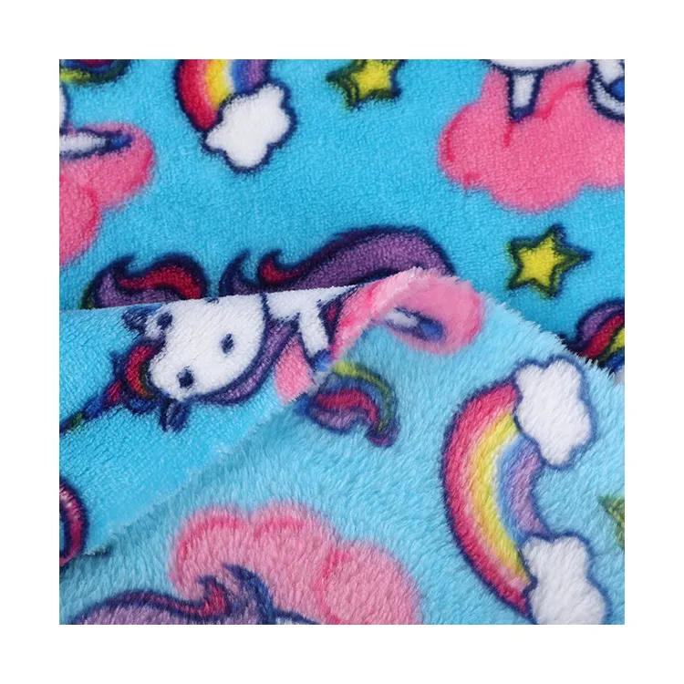 Warp Knitted Flannel Fleece Flame Retardant 100% Polyester Printing Fabric For Children Pajamas