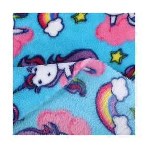 Основовязаная фланелевая флисовая огнестойкая 100% полиэфирная ткань с принтом для детской пижамы