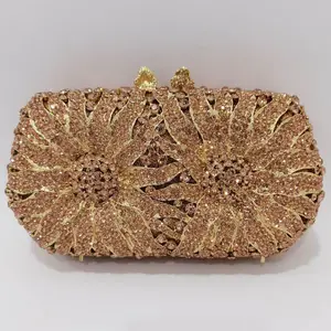 Luxury Crystal Evening Bag Women's Flower Diamond Party Purse Lady Chain Handbags Wedding Bag Day Clutches