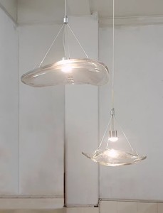 Lampada a Sospensione in Vetro Artistico Semplice con Forma di Foglia di Loto, Luce Trasparente Adeguata - Product Image 6