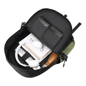 Mochila Unisex Estilo Japonés, Gran Capacidad, Compartimento para Portátil, Color Negro y Verde, Diseño Sólido, Correas para Hombros, Uso Diario - Product Image 2