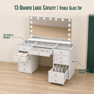 Table de maquillage moderne avec miroir LED et tiroirs pour coiffeuse, chambre, salon, école, hôtel - Product Image 2