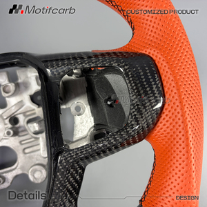 Volante Personalizado de Fibra de Carbono con Empuñaduras de Cuero Naranja, Accesorios Interiores para Automóviles, Mejora para Ford Ranger Raptor 2023-2026 - Product Image 4
