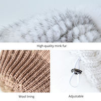 Bonnet en fourrure de vison véritable Bonnet d'hiver pour femmes Chapeaux à bord de renard épais et chaud Casquettes en fourrure de renard avec pompon Bonnets en tricot de fourrure à la mode