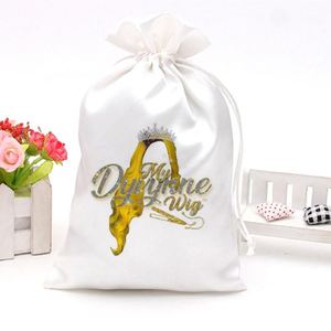 Bolsas de Regalo Personalizadas de Satén y Seda para Pelucas, Bolsa de Almacenamiento con Cordón para Viajes, Embalaje Textil para Accesorios para el Cabello - Product Image 3