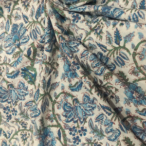 Tela de Algodón Estampada a Mano con Diseño Floral Verde Indio, Material sin Coser por Metro para Confección de Ropa y Manualidades - Product Image 4
