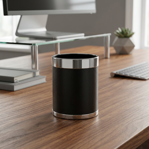 Modern Black Stainless Steel Waste Basket Rim Sustainable 5L Capacity Party Trash Can Ice Bucket Wine <b>Cooler</b> Floral Pattern - Product Image 2