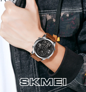 Reloj de Cuarzo Analógico Digital Skmei 1653 con Esfera Grande, Reloj de Cuarzo de Cuero con Hora <span class=keywords><strong>Mundial</strong></span> para Hombre - Product Image 2