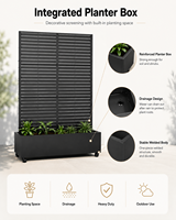 Paravent mobile moderne en acier galvanisé antirouille avec jardinière intégrée et roulettes pour jardin extérieur
