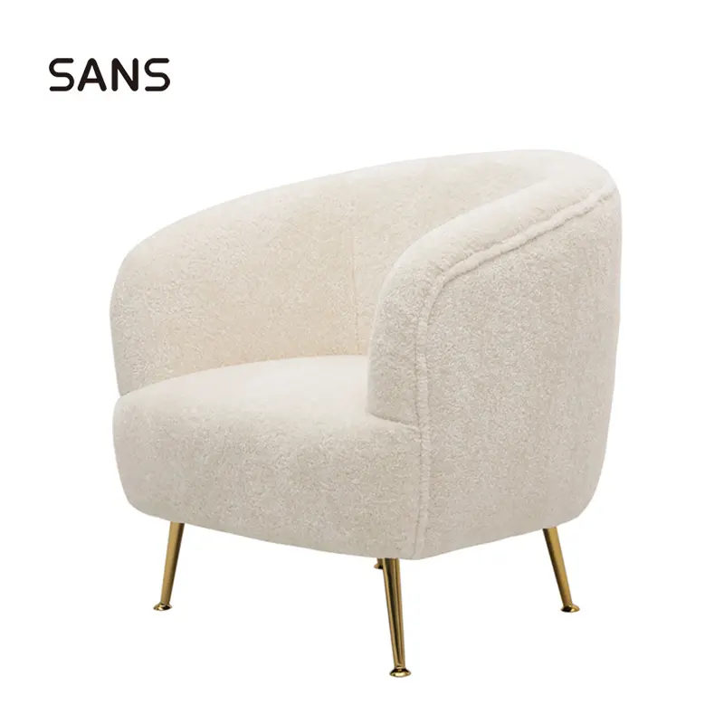 Super Maart Hot Sales Bekleding Cashmere Stof Fauteuil Met Golden Brass Been Voor Woonkamer