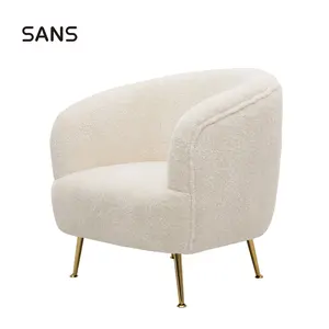 Super March Hot Sales Upholstery Cashmere Fabric Armchair With Golden Brass Leg For Living Room