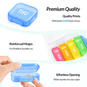Extra Large Separate Slots Color Fit <b>Pocket</b> & Purse Dual Protection 7 Day Weekly Pill Organizer ABS PP For Retail - Product Image 2