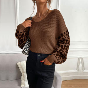 2024 femmes automne tricoté pull rond O cou tricoté pull léopard pull pour les femmes - Product Image 5