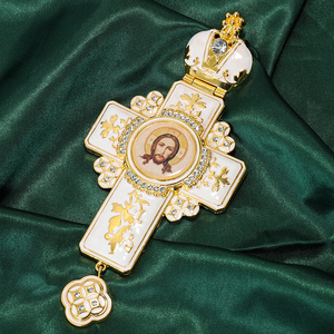 ZD027 <span class=keywords><strong>Collier</strong></span> Croix Pectorale Orthodoxe Européenne de Haute Qualité en Émail Blanc <span class=keywords><strong>avec</strong></span> <span class=keywords><strong>Image</strong></span> du Sauveur, Cadeau Spirituel d'Église - Product Image 4