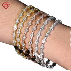 Pulsera de Tenis Personalizada S925 Chapada en Oro Amarillo/Oro Rosa/Plata con Moissanita VVS Iced Out Certificada GRA Estilo Hip Hop - Product Image 1