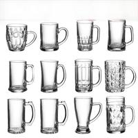 Mug à bière en verre pour la vente en gros, pour bière, jus, fête, usage domestique, 500 ml, logo personnalisé