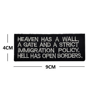 Parche de Tela Rectangular con Letras Bordadas en Blanco y Negro, con la Frase en Inglés '<span class=keywords><strong>HEAVEN</strong></span> HAS WALL', Divertido, 9x4 cm, para Coser en Bolsas - Product Image 2