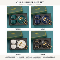 Ensemble cadeau d'affaires exécutif, tasse à café avec poignée dorée, soucoupe, logo personnalisé, boîte cadeau, cadeaux d'entreprise en gros