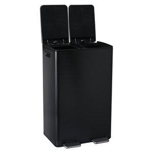 SY 60 litros 16 Gal Cierre lento Acero inoxidable <span class=keywords><strong>Doble</strong></span> 2 compartimentos Pedal de <span class=keywords><strong>reciclaje</strong></span> Cubo de paso para hoteles - Product Image 3