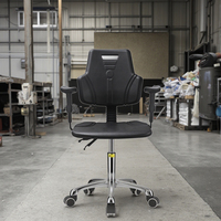 Chaise de laboratoire antistatique en mousse PU avec fonction de levage, rotation et bascule, accoudoirs et dossier pour atelier, laboratoire, école, entrepôt - Chaises industrielles J88