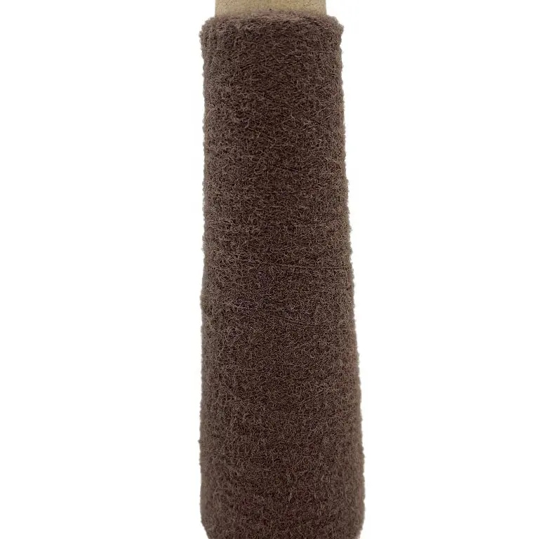Wholesale Nylon 0.7 Light Brown Plush Fluffy Mink Fur Crochet Line Yarn For Knitting Machine