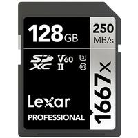Carte mémoire Lexar 1667 X Pro haute vitesse 250 Mo/s V 60 256 Go UHS II SD Carte mémoire 4K HD Carte mémoire SD Caméra vidéo