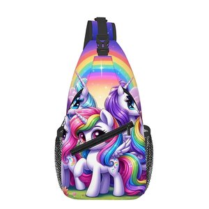 Kleine Brusttasche mit Einhorn-Aufdruck, bestes Geschenk für Männer und Frauen, 2D-Cartoon, großes Fassungsvermögen, Outdoor-Sport, Freizeit, Mode - Product Image 1
