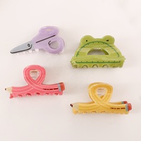 Nouvel Arrivage Pince à Cheveux Créative Style Dessin Animé Ciseaux Crayon Grenouille, Logo Personnalisé, Accessoire pour Chignons et Coiffures au Dos de la Tête pour Femmes