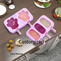 Moules à sucettes glacées en silicone motif dessin animé, bac à glaçons en silicone sans BPA, réutilisable, avec bâtonnets pour enfants, vente en gros