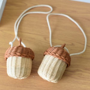 Cestino portaoggetti rotondo in vimini cestini portaoggetti per piccoli contenitori portaborraccia in Rattan di plastica con manici - Product Image 4