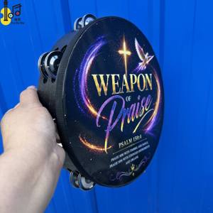 Tamborín de mano de doble fila negro para adultos, instrumento musical de percusión, ideal para iglesia, venta al por mayor, precio. - Product Image 6