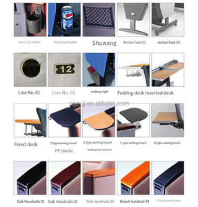 Asientos Ergonómicos para Salas de Conferencias, Sillas Fijas para Auditorios, Muebles para Salas de Capacitación Educativa, Muebles Duraderos de Cuero para Teatros - Product Image 5