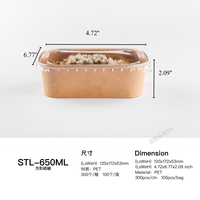 Récipient alimentaire jetable chinois ODM OEM de 500/650/750/1000ml, emballage multi-grilles en papier kraft pour restauration rapide, boîte en papier à emporter