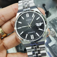 Business Tsuyosat Herren Automatische Mechanische Armbanduhr Schwarzes Strukturiertes Zifferblatt Leuchtend Citizent Edelstahl Reloj NK0020