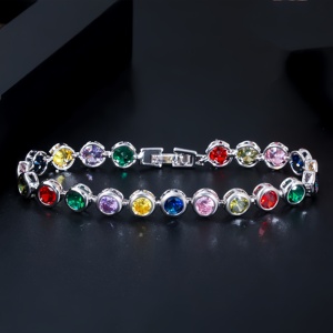Bracelets tendance plaqués or 18 carats, de marque, avec pierres de zircon colorées, bijoux de charme à la mode pour femmes, pour mariages et fêtes - Product Image 3