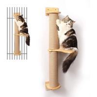 Vente en gros de haute qualité en bois massif étagère murale à griffoir pour chat hamac mural arbre à chat cadre d'escalade mural