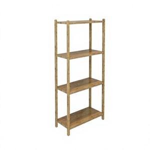 4-Tier Wooden Shelf <b>Unit</b> Multi-Purpose Bathroom, <b>Kitchen</b> & <b>Storage</b> Shelf Modern Open Bookshelf - Product Image 1