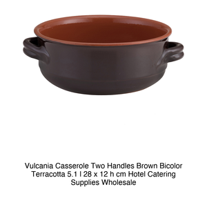 หม้อตุ๋นดินเผา Ø 28 ซม. สูง 12 ซม. ความจุ 5.1 ลิตร สีน้ำตาลสองเฉด Vulcania - Product Image 2
