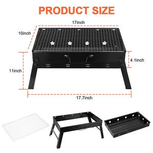 DB <b>Portable</b> Foldable <b>Charcoal</b> Grill For Camping Picnics Garden <b>BBQ</b> Outdoor Stove Metal Black Model D0100XTM99Y - Product Image 5