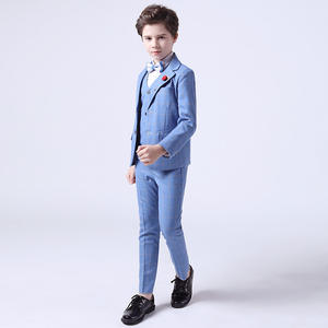 Ensemble à carreaux Printemps et Automne Formel Garçons Hôte Performance Mariage Vêtements pour enfants 4 pièces Costume Gilet Pantalon Noeud papillon - Product Image 2