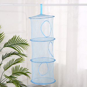 سلة قابلة للطي معلقة ثلاث طبقات من أفخم لعبة تخزين قفص معلق سلة تجفيف الملابس الداخلية - Product Image 6