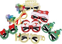 12 Stück Weihnachtsbrillen für Festliche Partys, Dekorative Festliche Brillengestelle für DIY Fotobox