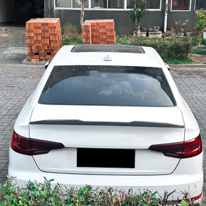 Aileron de coffre arrière Audi A4 S4 B9 2017-2024, style bec de canard, noir piano, texture fibre de carbone, ABS, modification extérieure - Product Image 2