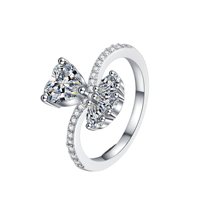 Bague de pinky en moissanite, style bohème, bijoux en argent pour femme, argent sterling 925, moissanite couleur D VVS, bijoux étincelants, bague nœud