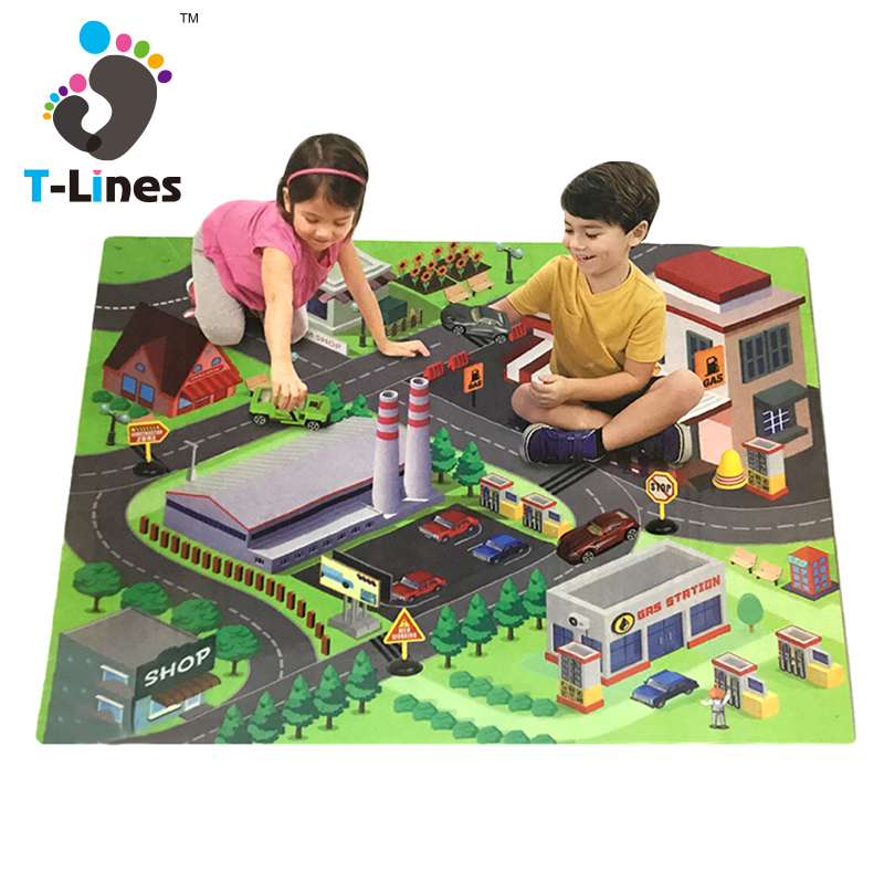 Обучающий дорожный игровой коврик для детей с автомобилем